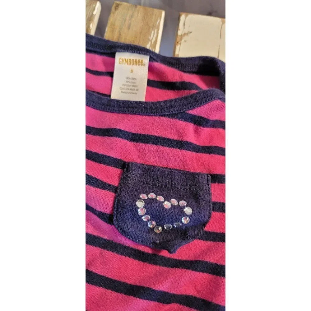 Striped Gymboree‎ youth long sleeve size 3 heart Pi